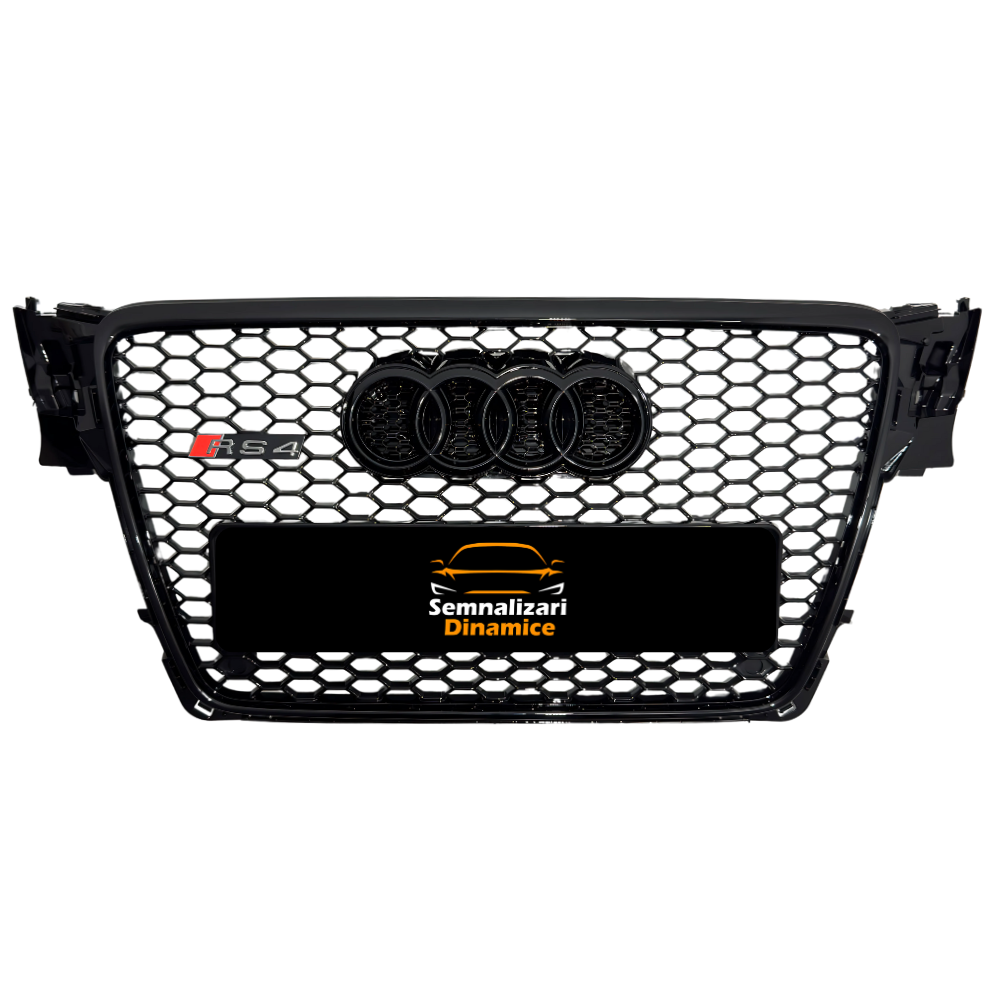 Grilă Centrală Audi A4/S4 B8 – RS4 Style, Negru Lucios
