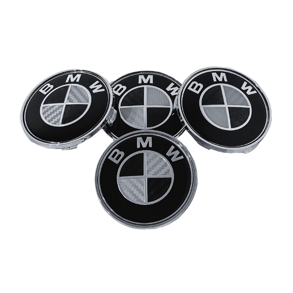 Set 4 Capace Jante BMW – 68mm, Negru cu Alb