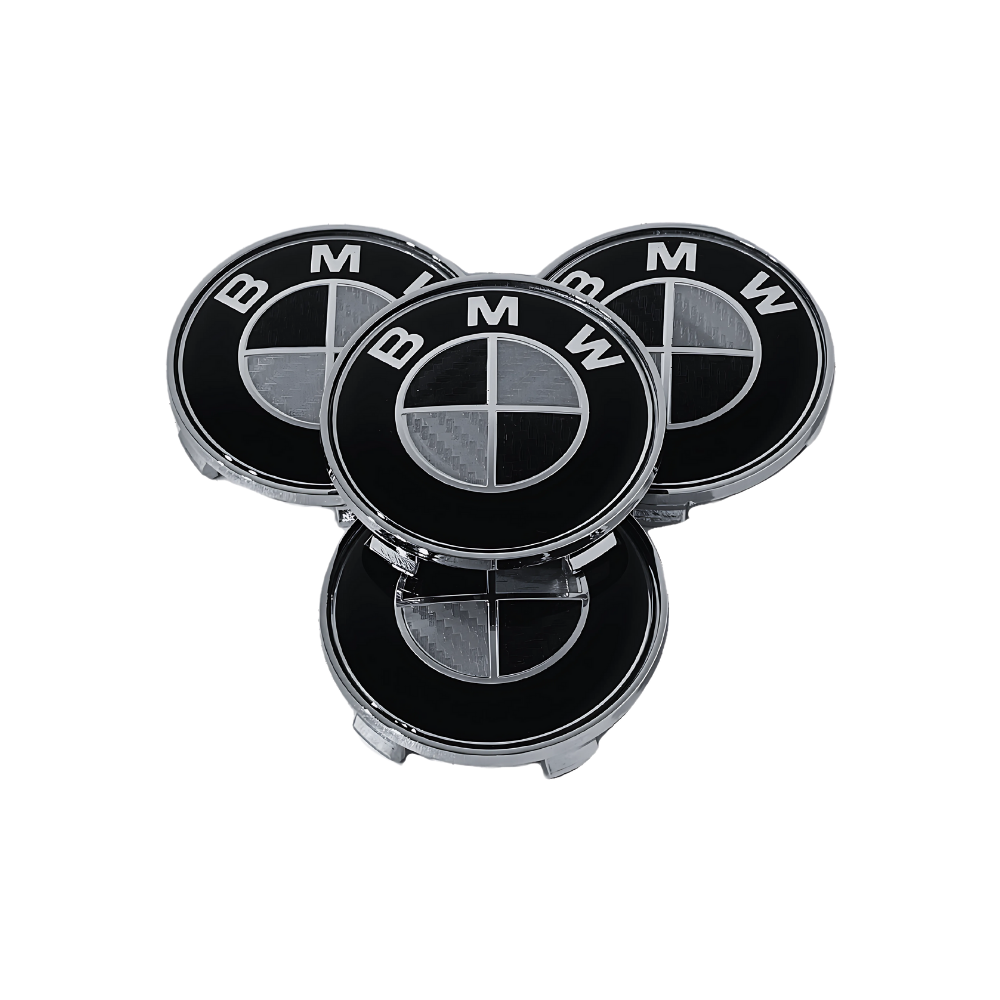 Set 4 Capace Jante BMW – 68mm, Negru cu Alb