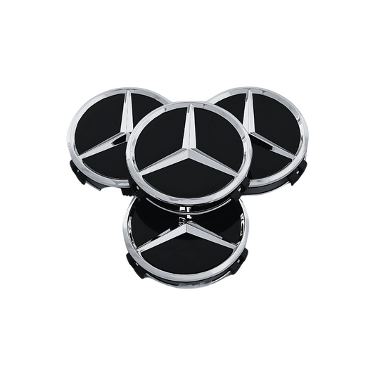 Set 4 Capace Jante Mercedes – 75mm, Negru